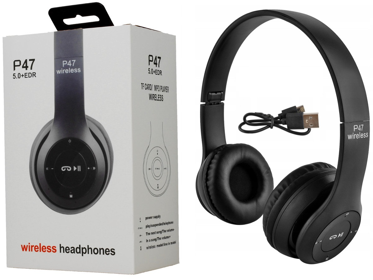 P47 Wireless Headphones | Bluetooth Foldable Headset | Stereo Sound | FM Radio & TF Card Support | Built-in Microphone - Image 2