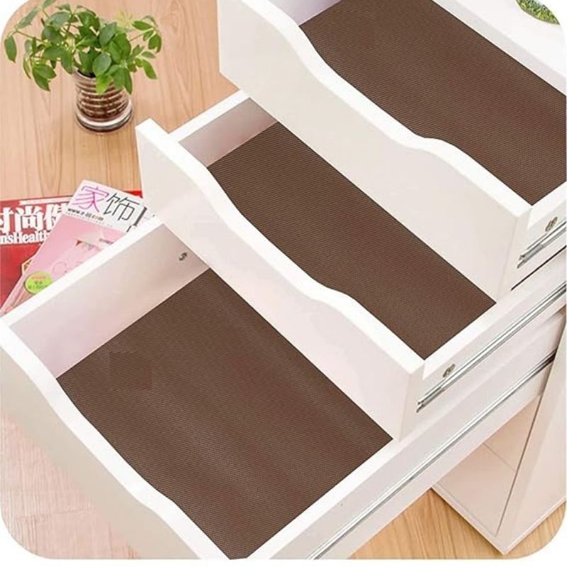 ProductImage61_1754399293.jpg Anti-Slip Fridge & Shelf Mat | Waterproof Washable Liner for Kitchen Drawers Cabinets | Brown - Image 2