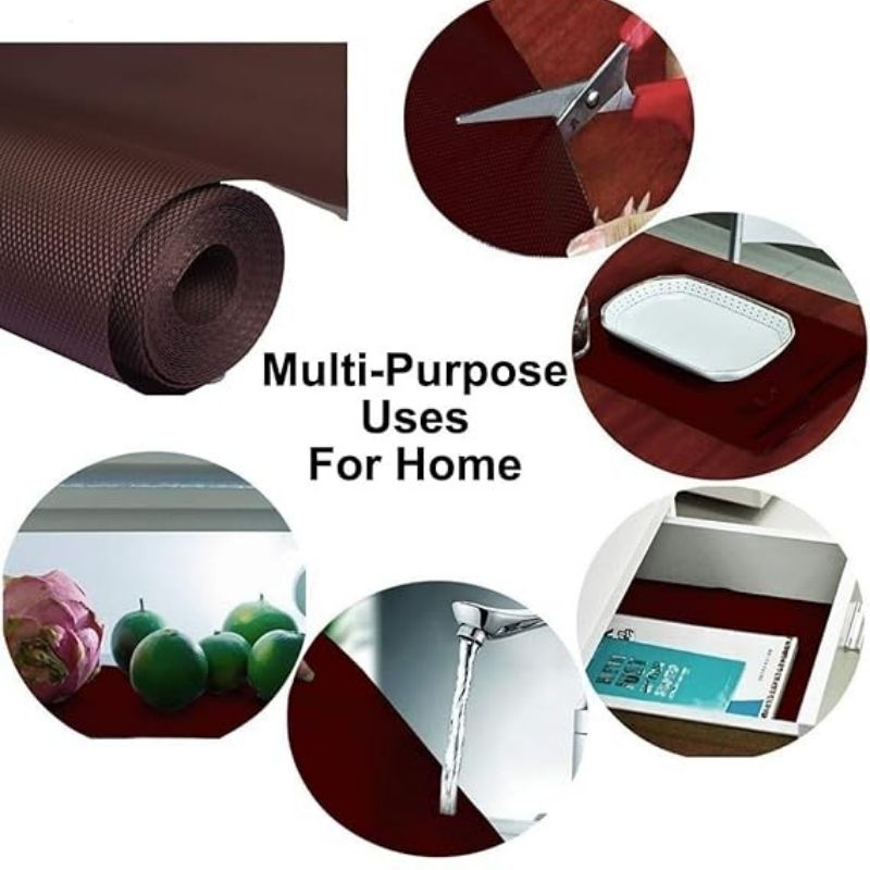 ProductImage65_1754399292.jpg Anti-Slip Fridge & Shelf Mat | Waterproof Washable Liner for Kitchen Drawers Cabinets | Brown - Image 6