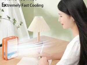 Portable USB Air Cooler Fan – 3-Speed, Mist Spray, Rechargeable | Random Color