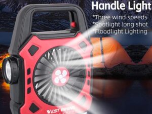 Multipurpose Rechargeable Desk & Camping Fan with LED Light, Flashlight & Power Bank