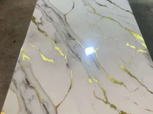 White, Grey & Gold | Marble Sheet Sticker 60x200cm | Waterproof Self-Adhesive PVC Wallpaper for Furniture Walls