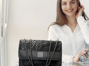 Luxury Women’s Shoulder Bag in Charcoal Black Faux Leather for Casual, Work, and Formal Use