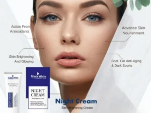 Gluta White Night Cream | Advanced Brightening & Anti-Aging Formula with Glutathione & Vitamins (50ml)