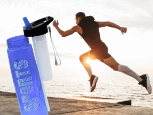 Blue Stylish Water Sport Bottle 1000ml with Straw | Leakproof BPA-Free Hydration Bottle for School, Gym & Travel