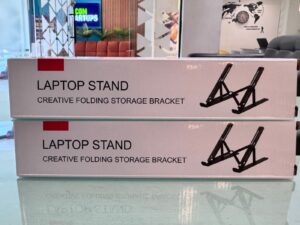 Premium Aluminum Foldable Laptop Stand | Sturdy, Adjustable, Portable | Silver & Black
