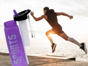 Purple Stylish Water Sport Bottle 1000ml with Straw | Leakproof BPA-Free Hydration Bottle for School, Gym & Travel