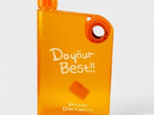 Orange Ultra Slim Notebook Style Water Bottle 380ml | Portable Memo Bottle for Travel, School & Office