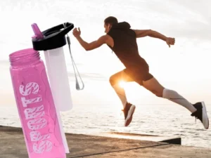 Pink Stylish Water Sport Bottle 1000ml with Straw | Leakproof BPA-Free Hydration Bottle for School, Gym & Travel