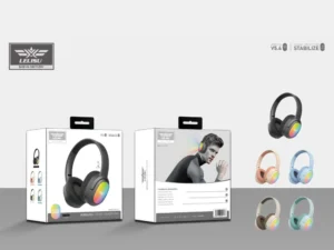 Lelisu LS-257 Wireless Stereo Headphones | Bluetooth 5.4 Over-Ear Headset with Type-C Charging & LED Lights