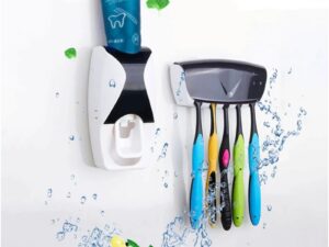 Automatic Toothpaste Dispenser Set with Wall-Mounted Toothbrush Holder | Touch-Free Bathroom Organizer