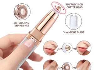 2-in-1 Flawless Facial Hair Remover & Eyebrow Trimmer | USB Rechargeable, Painless & Portable | Black