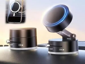 Magnetic Wireless Phone Holder with Foldable Suction Grip for Secure Mounting