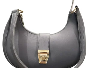 Crescent Luxury Faux Leather Shoulder Bag | Dark Gray Elegant Handbag for Women