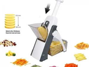 Brava Spring Vegetable Slicer Chopper | Manual Mandoline Cutter Grinder | Multi-Function Fruit & Vegetable Slicer