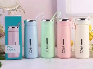 Nice Bottle | 400ml Mini Flask Glass Water Bottle with Vacuum Insulation | Temperature Resistant | Random Colors