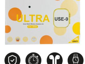 Smart Watch Ultra U.S.E | 9-in-1 Fitness Tracker with Heart Rate Monitor, Sleep Tracker & Free AirPods | High-Resolution Touchscreen, Water-Resistant & Bluetooth 5.0