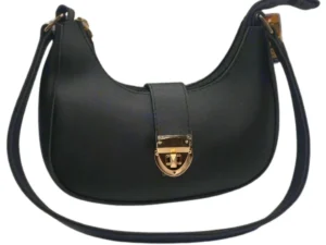Crescent Leather Luxury Shoulder Bag for Women | Black