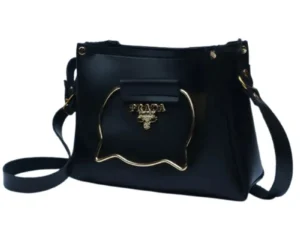 Black Elegant Cat Handle Handbag for Girls & Ladies | Stylish Shoulder & Crossbody Bag with Gold Accents | Adjustable Strap