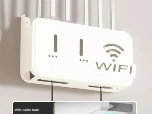 White  WiFi Router Storage Box & Wall Mount Shelf  Universal Cable Organizer | Space-Saving Holder for Modem, Set-Top Box & Smart Devices | Home & Office Use