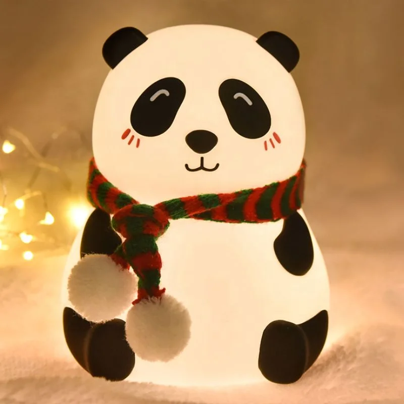 Panda LED Night Lamp | YH-608 Model | Soft Silicone Rechargeable Night Light | 7-Color Touch Control | Kids Bedroom, Nursery & Gift Decor