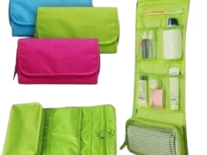 Travel Roll-Up Hanging Cosmetic & Toiletry Organizer Bag  | Multi-Compartment Storage | Hook for Hanging | Random Colors
