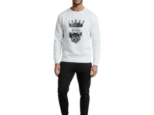 KING Printed White Tracksuit Sweatshirt & Trouser | Warm & Comfortable Winter Wear | Medium