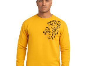 LION Printed Yellow  Tracksuit Sweatshirt & Trouser  | Warm & Comfortable Winter Wear | Medium
