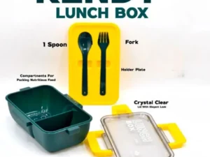 Kendy Lunch Box with Spoon & Fork  | 2-Compartment Portable Tiffin Box for School & Office