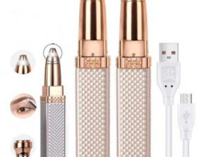 2-in-1 Flawless Facial Hair Remover & Eyebrow Trimmer | USB Rechargeable, Painless & Portable | Pink