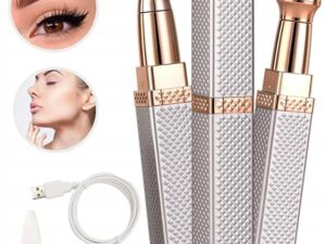 2-in-1 Flawless Facial Hair Remover & Eyebrow Trimmer | USB Rechargeable, Painless & Portable | Silver Color