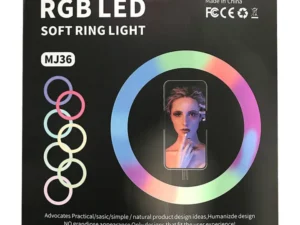 MJ36 RGB LED Ring Light 36cm with 16 Colors, Brightness Control & Phone Holder