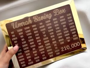 Umrah Saving Box – Premium Wooden | Save PKR 210,000 in 280 Days