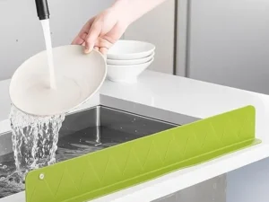 Large Size Silicone Sink Splash Guard Set |  Non-Slip Water Barrier with Strong Suction Cups for Kitchen & Bathroom Use
