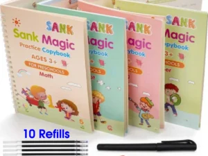 4 in 1 Sank Magic Book | Reusable Magic Practice Copy Book | 4 books + 1 Pen + 10 Refills +1 Grip