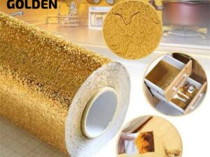 Golden Foil Kitchen Wallpaper Sticker | 60×200cm | Peel & Stick Aluminum Foil Wall Covering | Oil-Proof, Waterproof & Heat-Resistant Decor