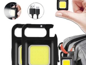 Portable Keychain Light | 500 Lumens Mini COB LED Flashlight with Foldable Handle & USB Rechargeable