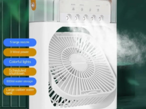 10-Inch Large Portable Air Conditioner Fan | USB Electric Fan with LED Night Light, Mist & Humidifier Function | Random Color