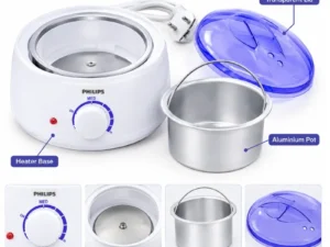 Electric wax warmer with two aluminum pots for heating hair-removal wax, model FJF508-1
